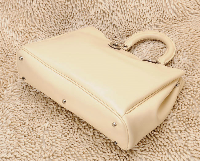 Christian Dior diorissimo nappa leather bag 0901 beige with silver hardware - Click Image to Close